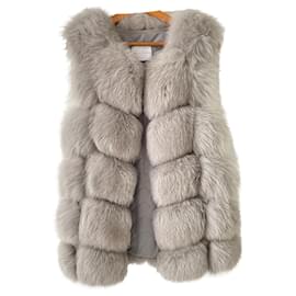 Autre Marque-Gilet fourrure sans manches-Gris