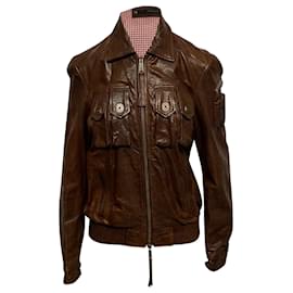 Dsquared2 Patch Pocket Jacket in Brown Lambskin Leather Brown
