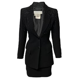 Escada Suit Skirt Set in Black Wool Black
