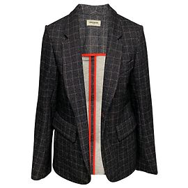 Zadig & Voltaire Very Check-Print Blazer in Grey Wool Grey