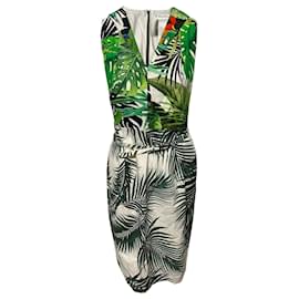 Max Mara-Max Mara Oppio Robe ceinturée à imprimé tropical en coton vert-Multicolore