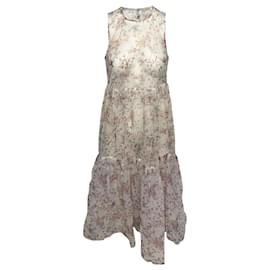 Ulla Johnson-Ulla Johnson Polline Tiered Dress in White Floral Nylon-Other
