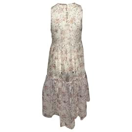 Ulla Johnson-Ulla Johnson Polline Tiered Dress in White Floral Nylon-Other