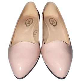 Tod's-Chaussures compensées pointues Tod's en cuir rose-Rose