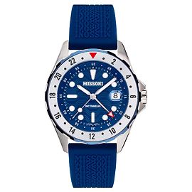 Missoni Missioni GMT Traveller Silicone Watch Prata Metálico