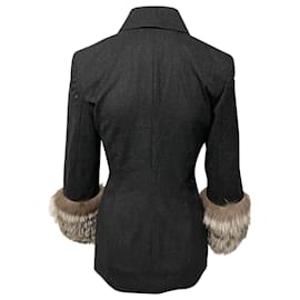 Escada-Escada Fur Trouser Suit in Black Wool-Black