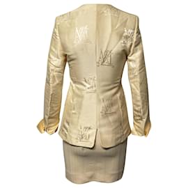 Escada-Escada x Margaretha Ley Skirt Suit Set in Cream Cotton-White,Cream