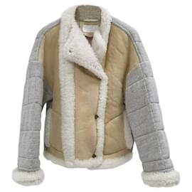 Chloé-Chloé Oversized Shearling and Quilted Cotton-Jersey Jacket-Multiple colors