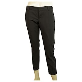 Dsquared2-Dsquared 2 D2 Calças de lã cinza virgem Capri cortadas calças de cintura baixa sz 40-Cinza antracite