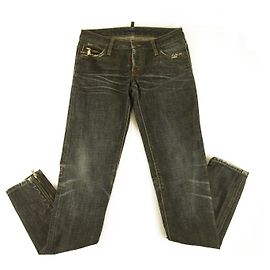 Dsquared2 Dsquared 2 D2 Calça jeans azul jeans com zíper e calça lavada sz 38 Azul