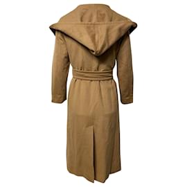 Max Mara-Max Mara Hooded Coat in Brown Cashmere-Brown