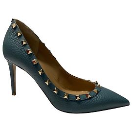 Escarpins Valentino Garavani Rockstud 85 en cuir de veau bleu Amadeus Cuir Bleu