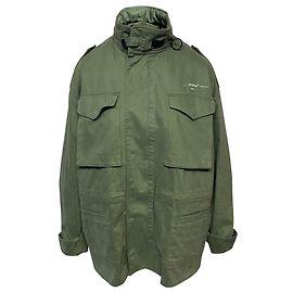 Off White Classic Field Jacket in Green Cotton Green