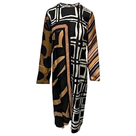 Marni-Marni Geometric Print Dress in Multicolor Viscose-Brown