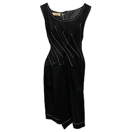 Marni-Robe Marni à coutures contrastées en ramie noire-Noir