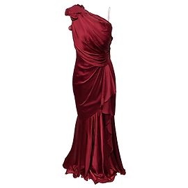 Vestido largo Jenny Packham en seda burdeos Burdeos