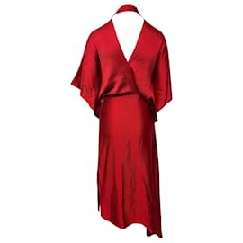 Roland Mouret-Roland Mouret Meyers Dress with Pussy Bow in Red Silk-Red