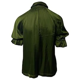 Autre Marque-Camicia Petra Madreperla in Viscosa Verde-Verde