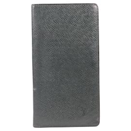 Louis Vuitton-Dark Green Taiga Leather Brazza Wallet Long Card Holder-Other