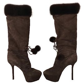 Sergio Rossi boots - daim and furr Grey