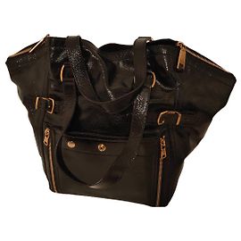 Yves Saint Laurent Downtown Bag Black Patent Leather Black