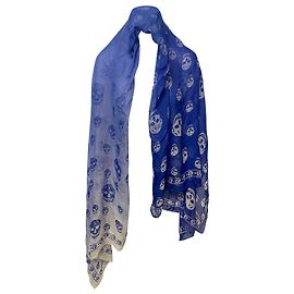 Alexander McQueen Sciarpa Teschio Ombre Extra Large in Seta Blu Blu