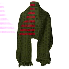 Alexander Mcqueen-Alexander McQueen Skull Scarf with Fringes in Red Wool-Red