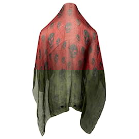 Alexander Mcqueen-Alexander McQueen Skull Pattern Square Scarf in Red Silk-Red