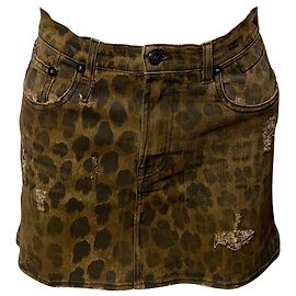 R13 Mini-jupe léopard taille haute en coton multicolore Multicolore
