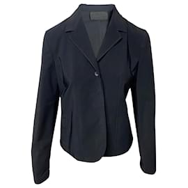 Prada-Prada Blanket Stitch Blazer in Black Polyester-Black