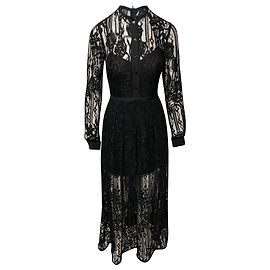 Elie Saab Spitzen-Maxikleid aus schwarzer Viskose Schwarz