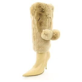[Gebraucht] DIOR / Christian Dior Lange Stiefel Stiefel Beige System Beige