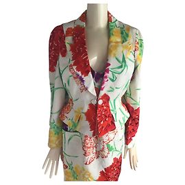 Ensemble veste et robe ajustée à fleurs peintes Thierry Mugler Multicolore