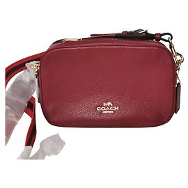 Bolsa de ombro Coach de couro granulado bordeaux Dourado Outro Laranja Bordeaux