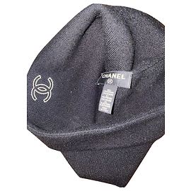 Chapeau Chanel en cachemire noir Noir