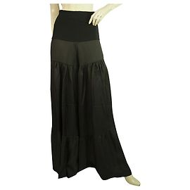 Autre Marque Masnada Schwarze Palazzohose mit elastischer Taille und weitem Bein Größe 40 Schwarz