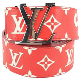 Louis Vuitton-x Supreme Ultra Rare Red 100/40 Monogram Initiales Belt-Other