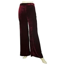 Emilio Pucci-Emilio Pucci Burgundy Red Velour Silk Blend Flare Trousers Pants size 38 It-Dark red