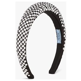 Prada Metallsatin-Haarband Schwarz Metallisch