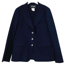 Chanel-Chanel Pre-Fall 2008 Navy Felted Wool Jacket-Navy blue
