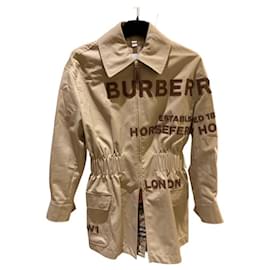 Burberry-Burberry Horseferry-Logoapplikation Jacke mit Reißverschluss-Beige