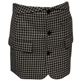 Helmut Lang Checked Mini Skirt in Multicolor Wool Other Python print