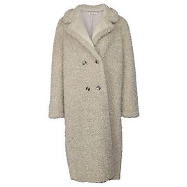 Reformation Trolley Faux Shearling Coat in Beige Polyester Beige