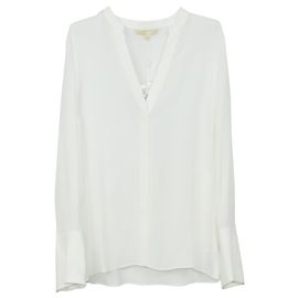 Michael Michael Kors Camisa de Seda Branca Larga com Decote em V Branco