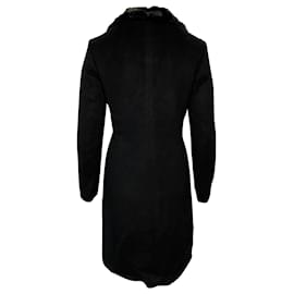 Jil Sander-Jil Sander Long Faux Fur Coat in Black Wool and Angora-Black