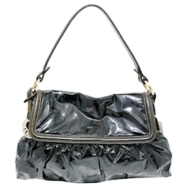 Fendi-Fendi Black Chef Vinyl Shoulder Bag-Black