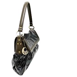 Fendi-Fendi Black Chef Vinyl Shoulder Bag-Black