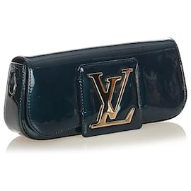 Louis Vuitton-Bolsa embreagem de couro envernizado Louis Vuitton Green Sobe-Verde