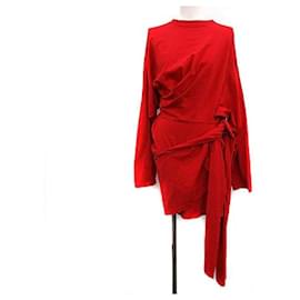 Balenciaga-[Used] Balenciaga BALENCIAGA 20AW Short Wrap Dress One Piece Mini Long Sleeve S Red Red-Red