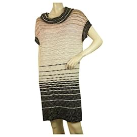 M Missoni-M Missoni Beige Pink brown Black Knitted Cap Sleeve knee length dress 42 It-Multiple colors